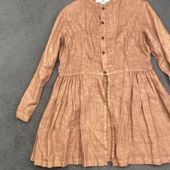 Shack Incorporated Tunic Womens Large Brown Linen Long Sleeve Button Front Boho - Picture 2 of 10